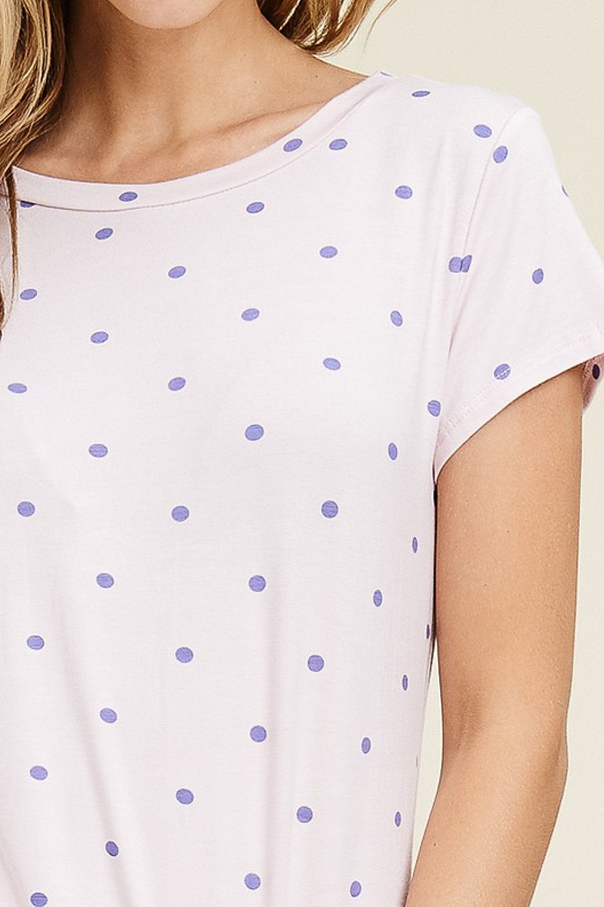Relaxed Polka Dot Crew Neck Top