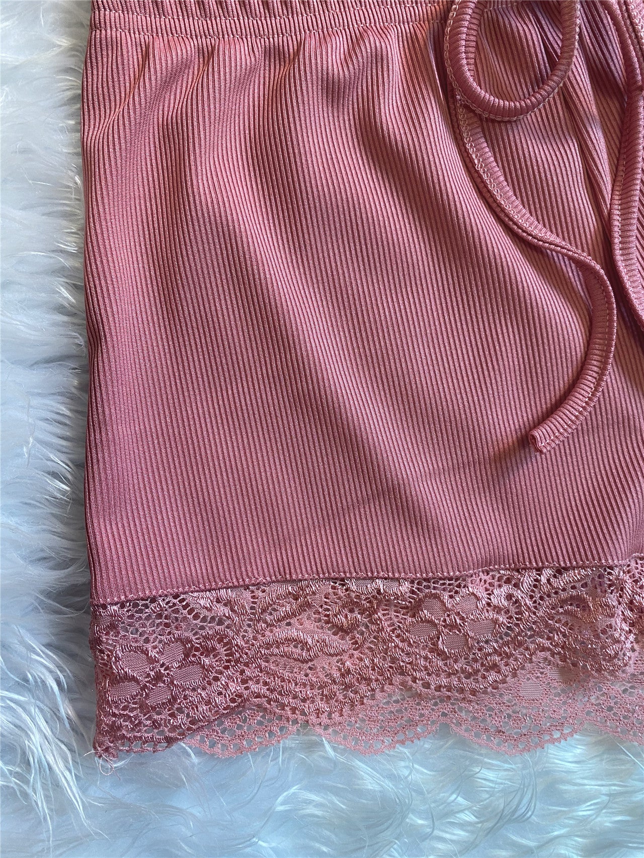 Q761 Custom Logo Ladies Two Piece Sleepwear Set Lace Crop Top Sexy Lounge Wear Women's Sleepwear Sets