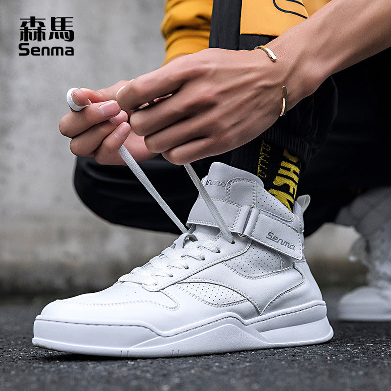 Senma 2020 new winter white high shoes Martin boots men's Korean shoes men's high-top white shoes men's trend