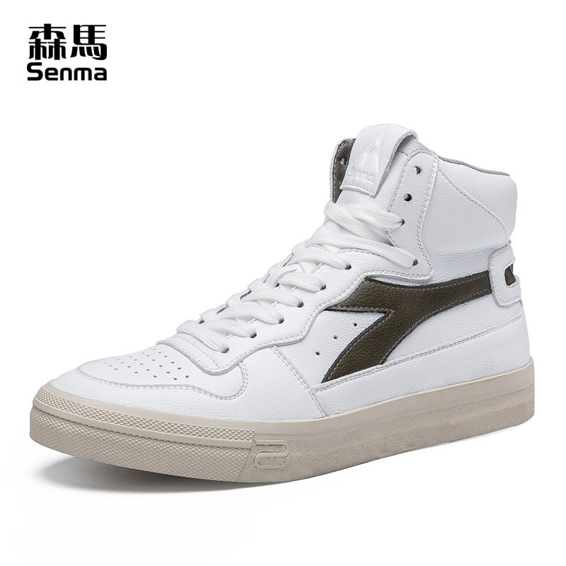 Senma 2020 new winter white high shoes Martin boots men's Korean shoes men's high-top white shoes men's trend