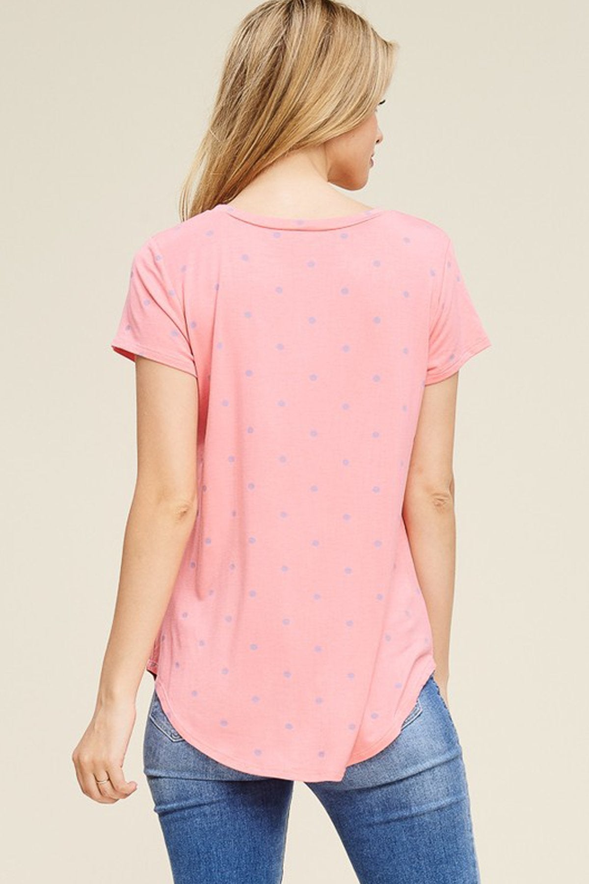 Relaxed Polka Dot Crew Neck Top