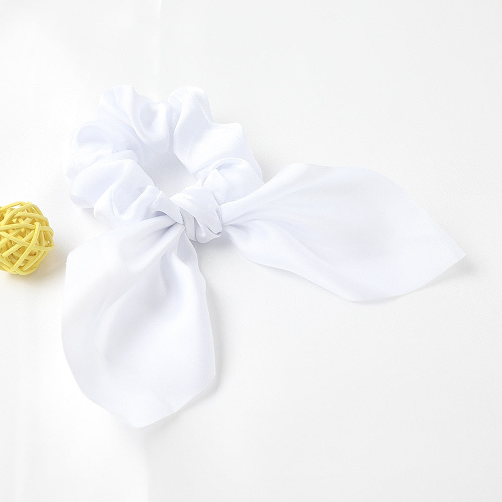New Chiffon Bowknot Elastic Hair Bands For Women Girls Solid Color Scrunchies Headband Hair Ties Ponytail Holder Hair Accessorie