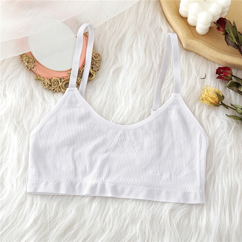FINETOO Seamless Tanks Tops Panties Set Female Underwear Wireless Bra Crop Top Women Low-rise Underpants Soft Bralette Lingerie