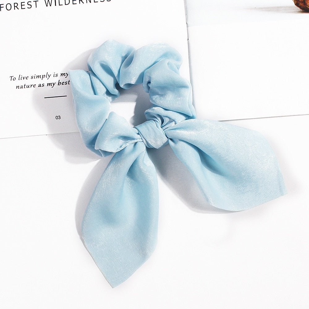 New Chiffon Bowknot Elastic Hair Bands For Women Girls Solid Color Scrunchies Headband Hair Ties Ponytail Holder Hair Accessorie