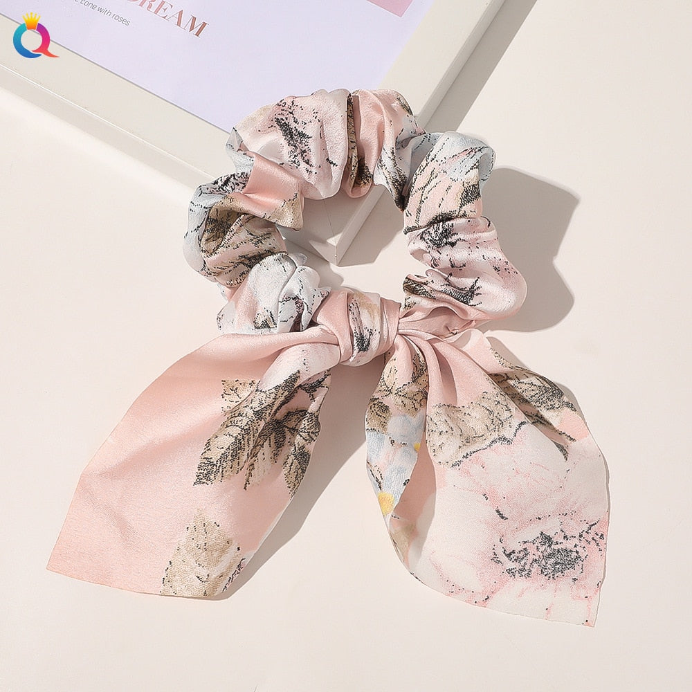 New Chiffon Bowknot Elastic Hair Bands For Women Girls Solid Color Scrunchies Headband Hair Ties Ponytail Holder Hair Accessorie
