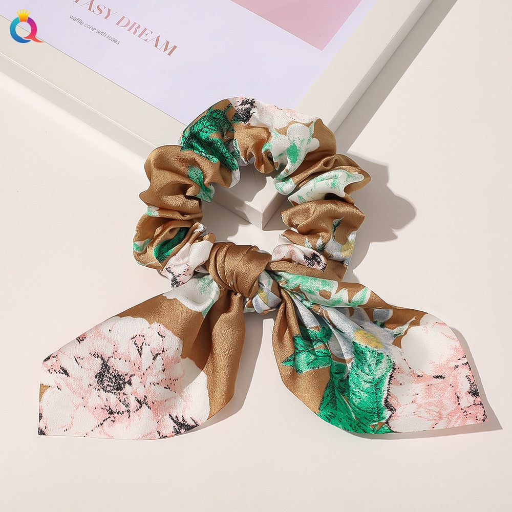 New Chiffon Bowknot Elastic Hair Bands For Women Girls Solid Color Scrunchies Headband Hair Ties Ponytail Holder Hair Accessorie