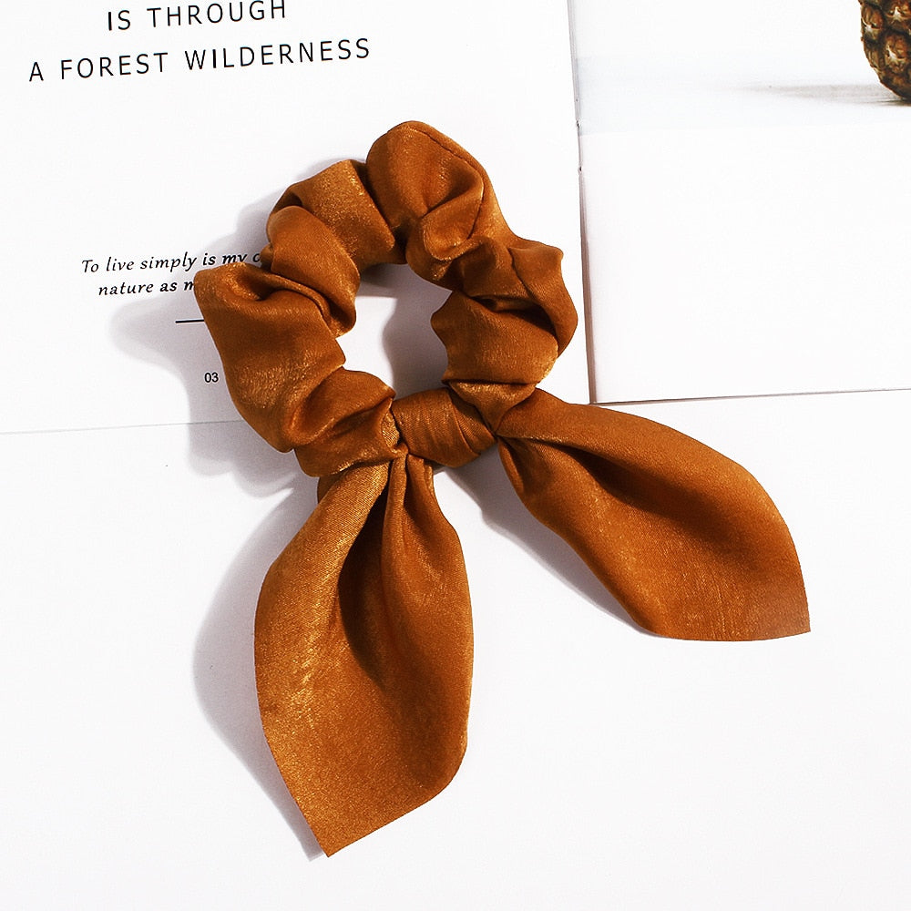 New Chiffon Bowknot Elastic Hair Bands For Women Girls Solid Color Scrunchies Headband Hair Ties Ponytail Holder Hair Accessorie