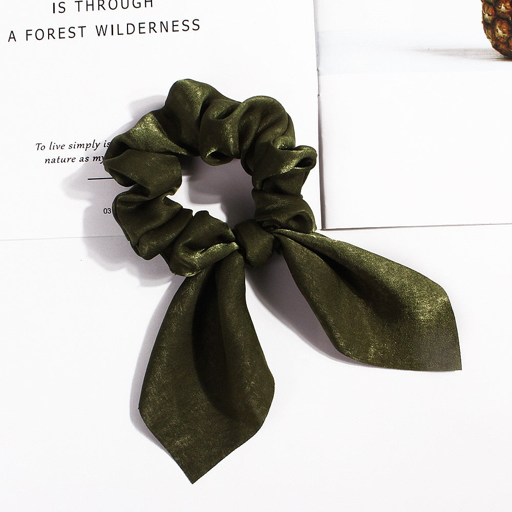 New Chiffon Bowknot Elastic Hair Bands For Women Girls Solid Color Scrunchies Headband Hair Ties Ponytail Holder Hair Accessorie