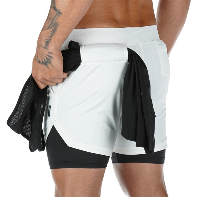 2 in 1 Fitness Joggingshorts für Herren im Camo Style