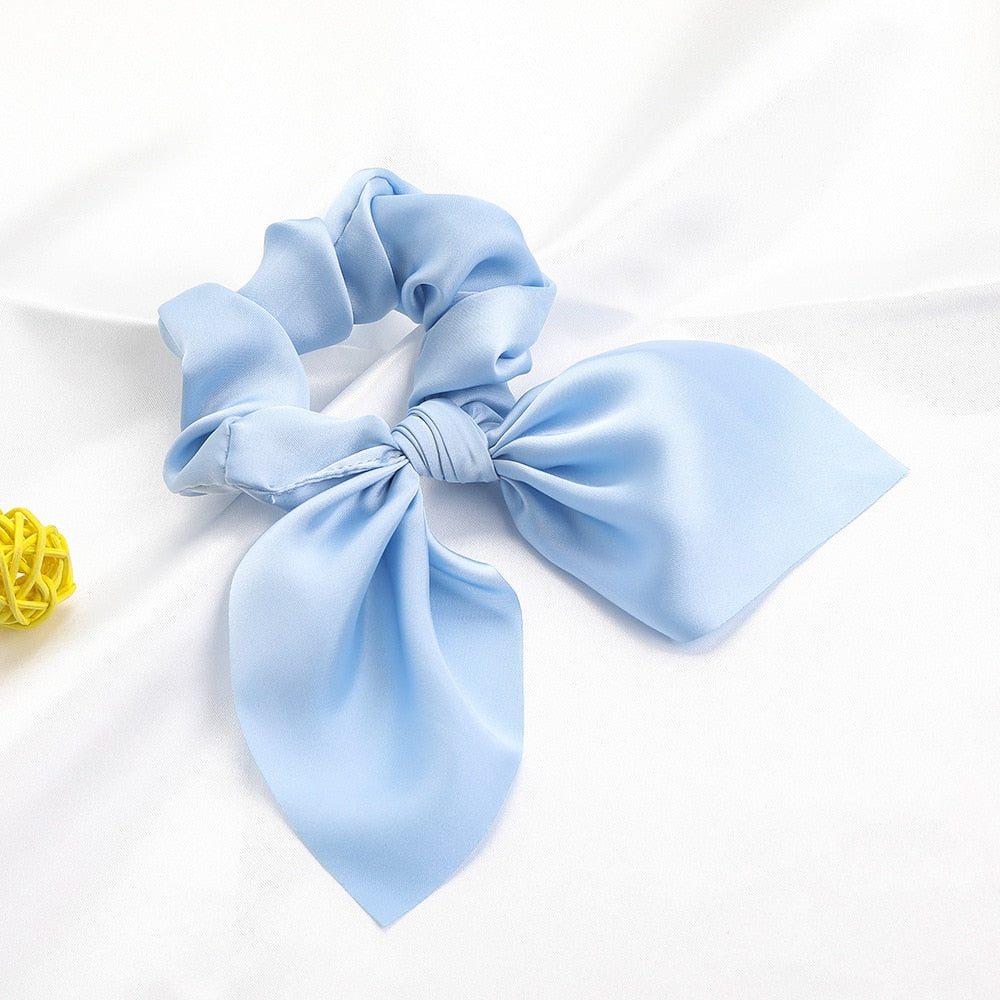 New Chiffon Bowknot Elastic Hair Bands For Women Girls Solid Color Scrunchies Headband Hair Ties Ponytail Holder Hair Accessorie