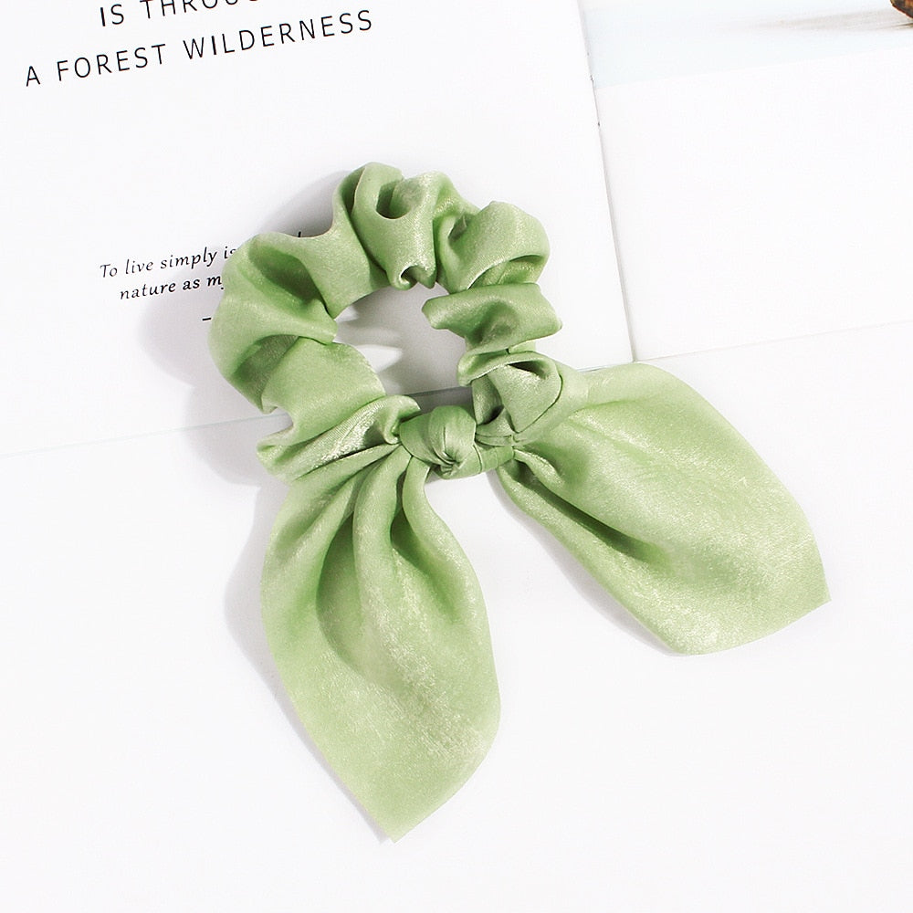 New Chiffon Bowknot Elastic Hair Bands For Women Girls Solid Color Scrunchies Headband Hair Ties Ponytail Holder Hair Accessorie