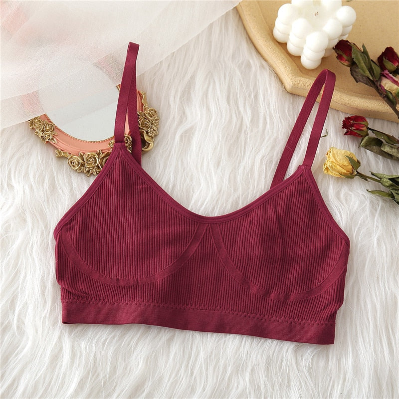 FINETOO Seamless Tanks Tops Panties Set Female Underwear Wireless Bra Crop Top Women Low-rise Underpants Soft Bralette Lingerie