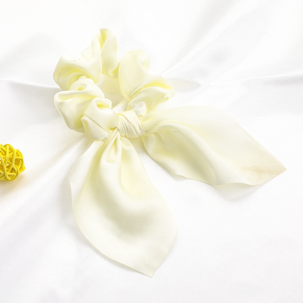 New Chiffon Bowknot Elastic Hair Bands For Women Girls Solid Color Scrunchies Headband Hair Ties Ponytail Holder Hair Accessorie