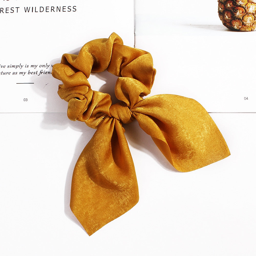 New Chiffon Bowknot Elastic Hair Bands For Women Girls Solid Color Scrunchies Headband Hair Ties Ponytail Holder Hair Accessorie