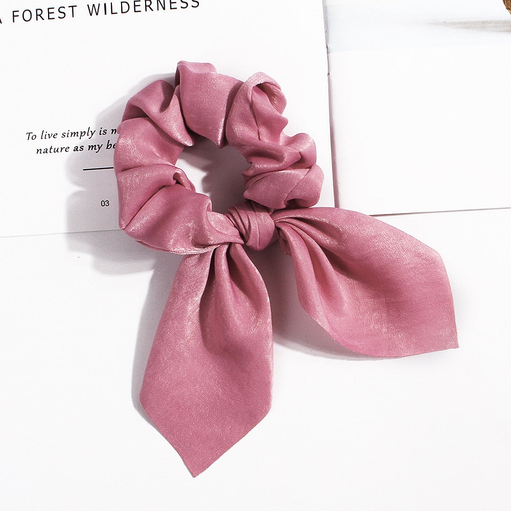 New Chiffon Bowknot Elastic Hair Bands For Women Girls Solid Color Scrunchies Headband Hair Ties Ponytail Holder Hair Accessorie