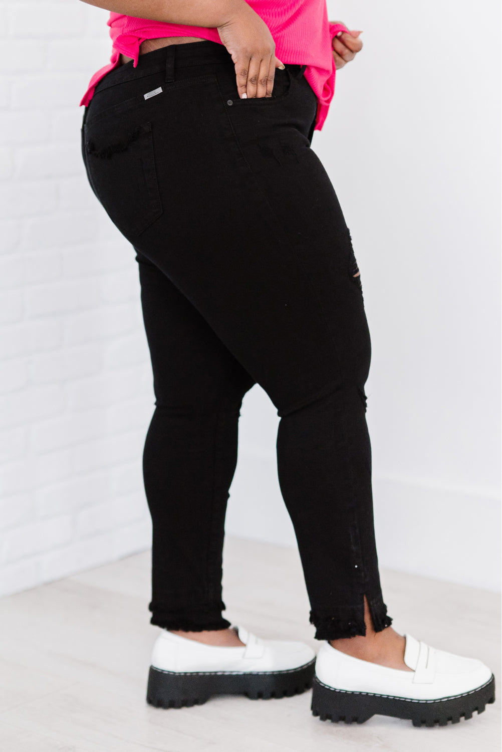 Kancan Stepping Stone Röhrenjeans mit Doppelfransen