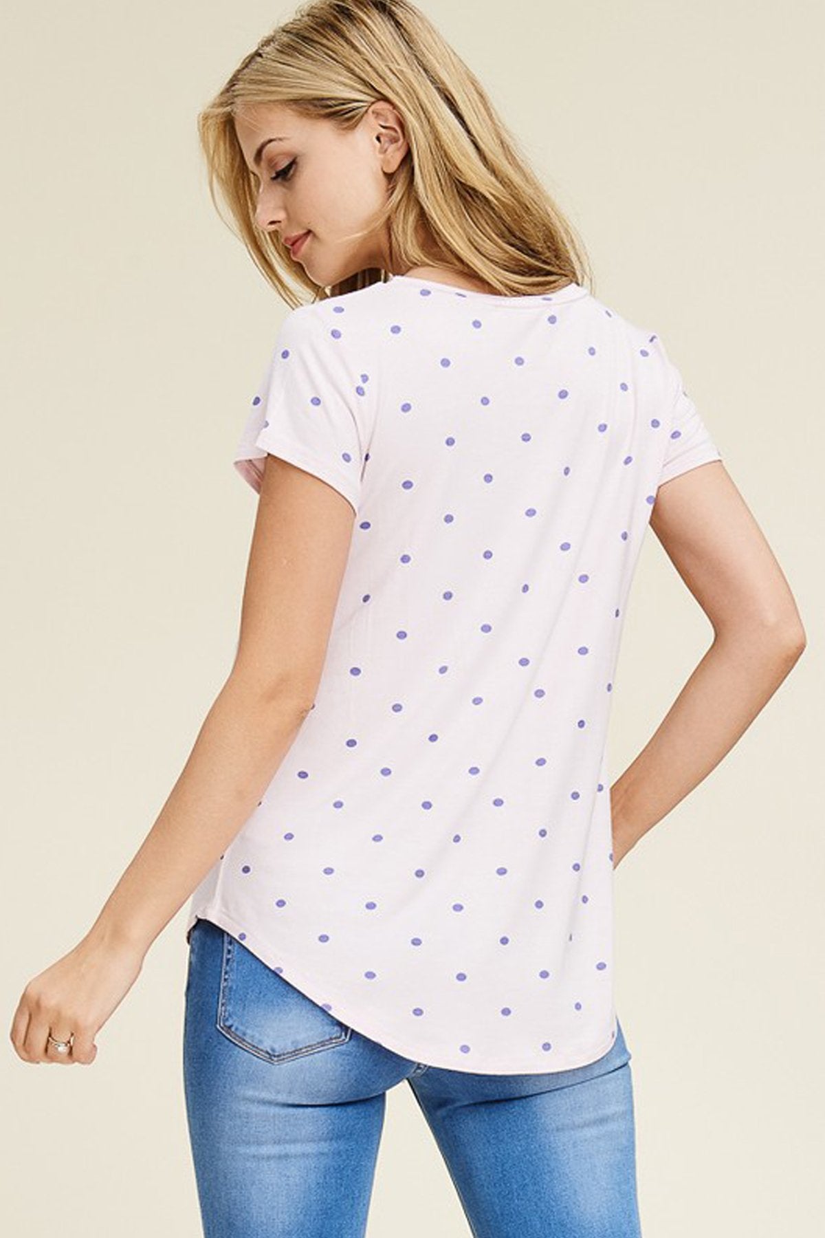 Relaxed Polka Dot Crew Neck Top