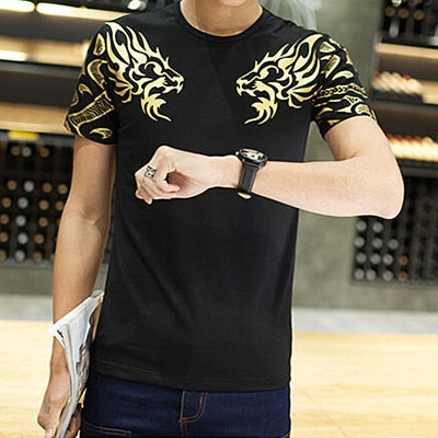Summer Fashion Men's T Shirt Casual Patchwork Short Sleeve T Shirt Mens Clothing Trend Casual Slim Fit Hip-Hop Top Tees 5XL