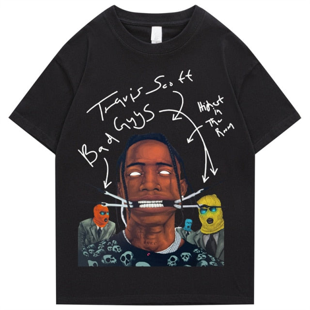 Travis Scott AstroWorld Tour Oversized T shirt men women1:1letter print T Shirts hip hop streetwear kanye west ASTROWORLD Tshirt