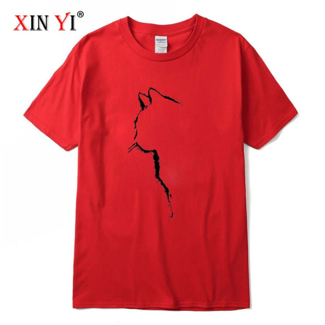 XINYI Men's T-shirt Top Quality 100% cotton short sleeve cool cat print casual loose men t shirt o-neck t-shirt men tee shirts