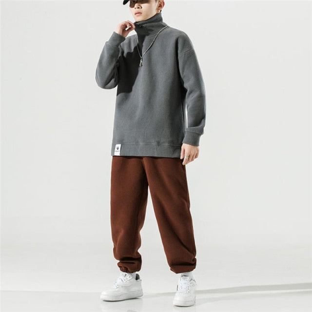 Herren Zweiteiler Elastische Taillen Hose und Komfort Fleece Pullover in Big Size Optik