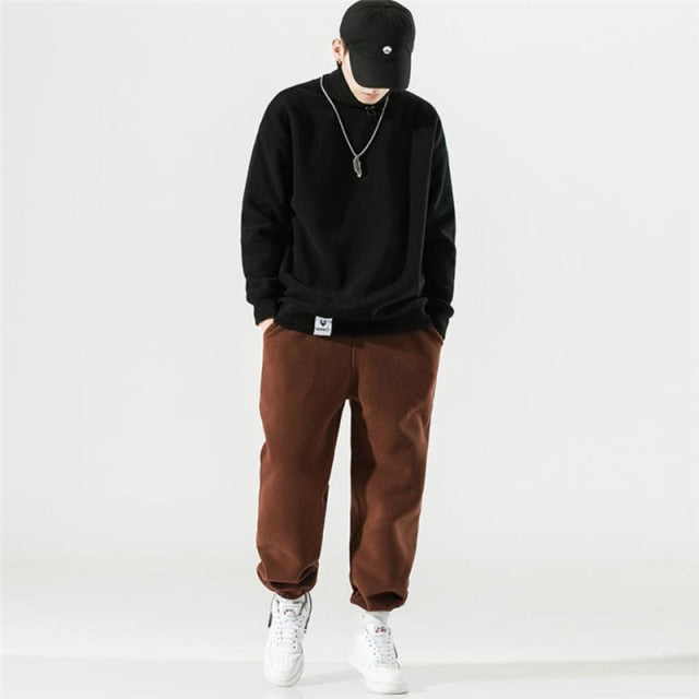 Herren Zweiteiler Elastische Taillen Hose und Komfort Fleece Pullover in Big Size Optik