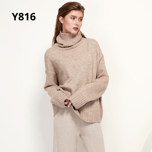 Gestrickter Rollkragen Pullover aus Wolle