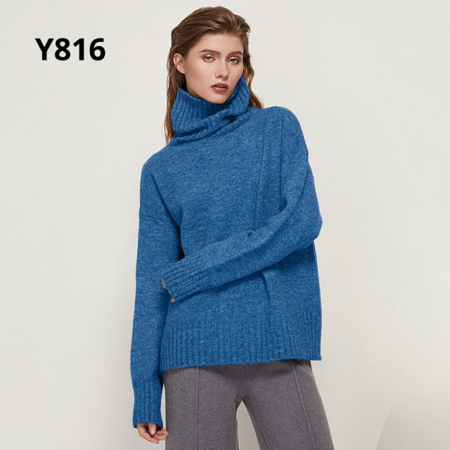 Gestrickter Rollkragen Pullover aus Wolle