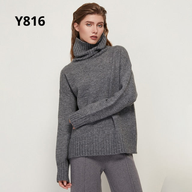 Gestrickter Rollkragen Pullover aus Wolle