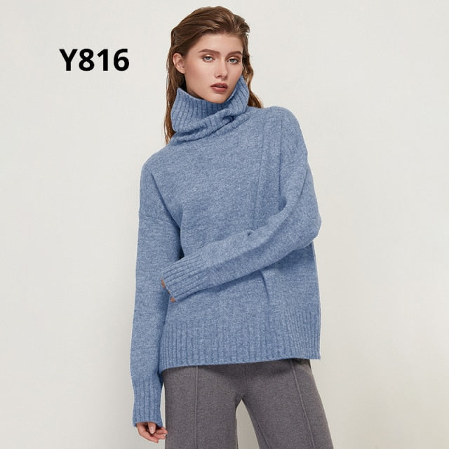 Gestrickter Rollkragen Pullover aus Wolle