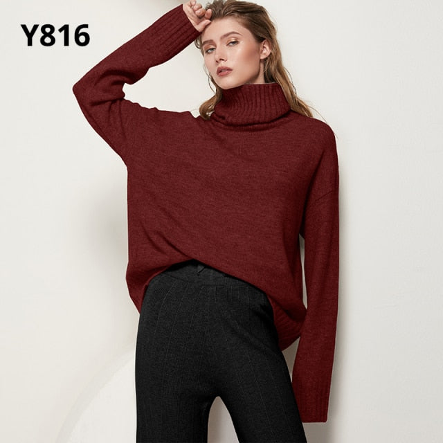 Gestrickter Rollkragen Pullover aus Wolle