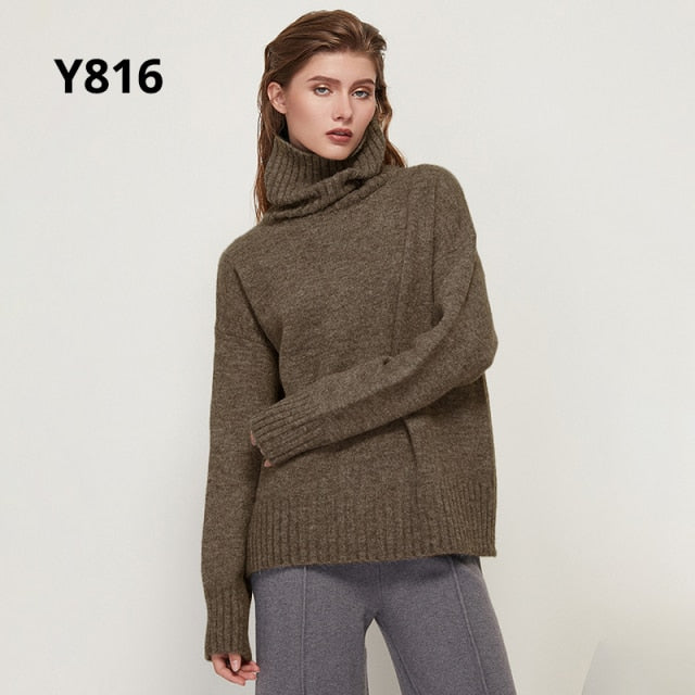 Gestrickter Rollkragen Pullover aus Wolle