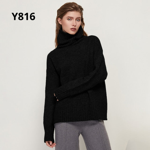 Gestrickter Rollkragen Pullover aus Wolle