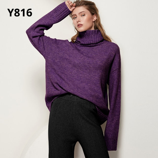 Gestrickter Rollkragen Pullover aus Wolle