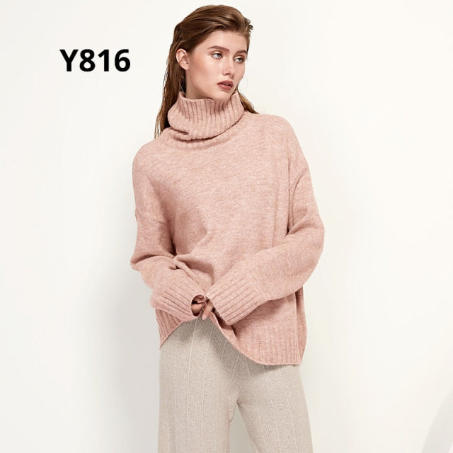 Gestrickter Rollkragen Pullover aus Wolle
