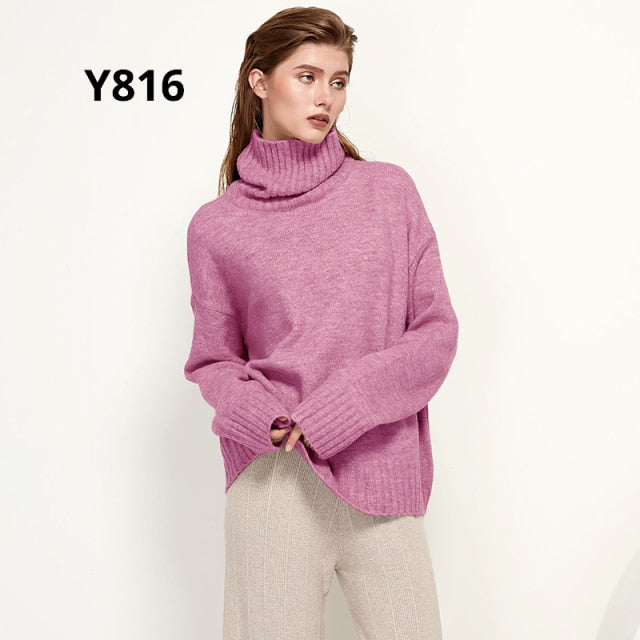 Gestrickter Rollkragen Pullover aus Wolle