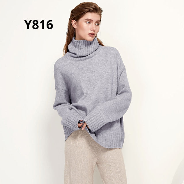 Gestrickter Rollkragen Pullover aus Wolle