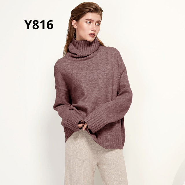 Gestrickter Rollkragen Pullover aus Wolle