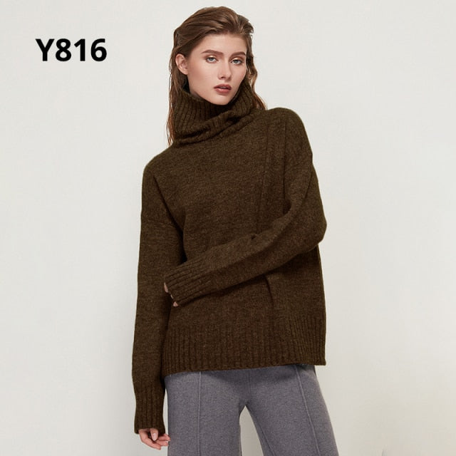 Gestrickter Rollkragen Pullover aus Wolle