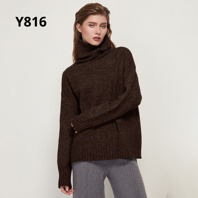 Gestrickter Rollkragen Pullover aus Wolle