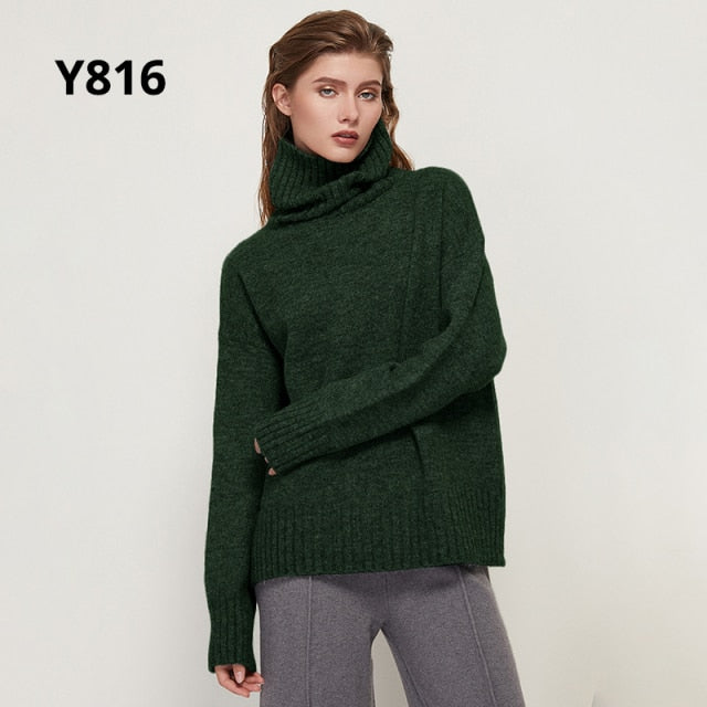 Gestrickter Rollkragen Pullover aus Wolle