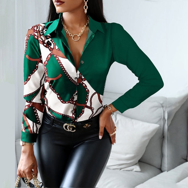 Langarm Bluse mit Umlegekragen