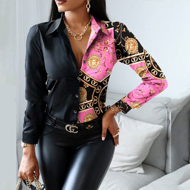 Langarm Bluse mit Umlegekragen