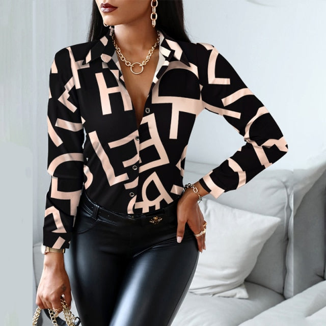 Langarm Bluse mit Umlegekragen