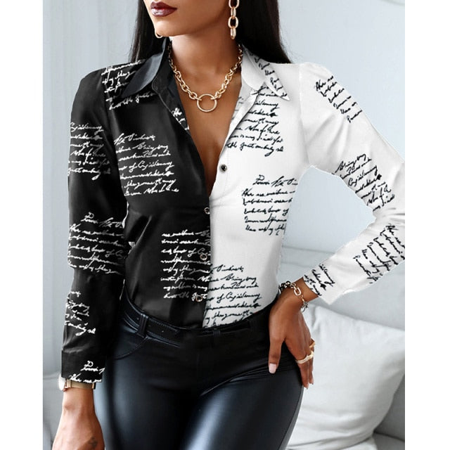 Langarm Bluse mit Umlegekragen