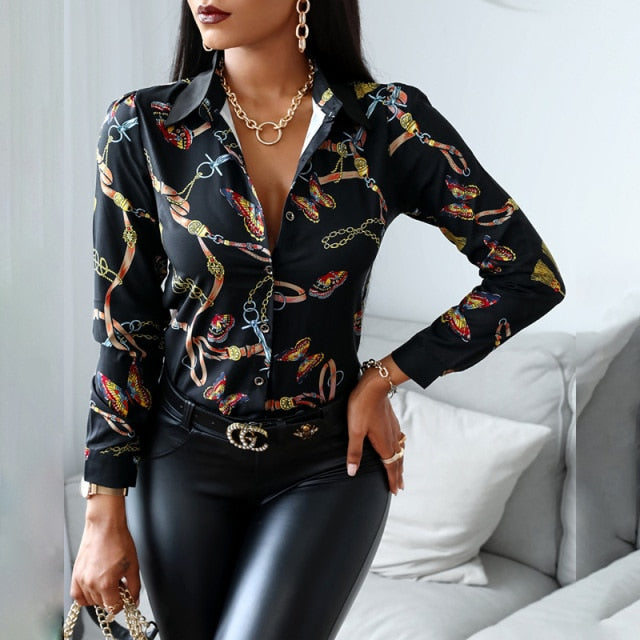 Langarm Bluse mit Umlegekragen