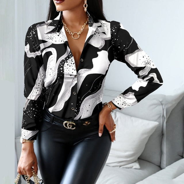 Langarm Bluse mit Umlegekragen