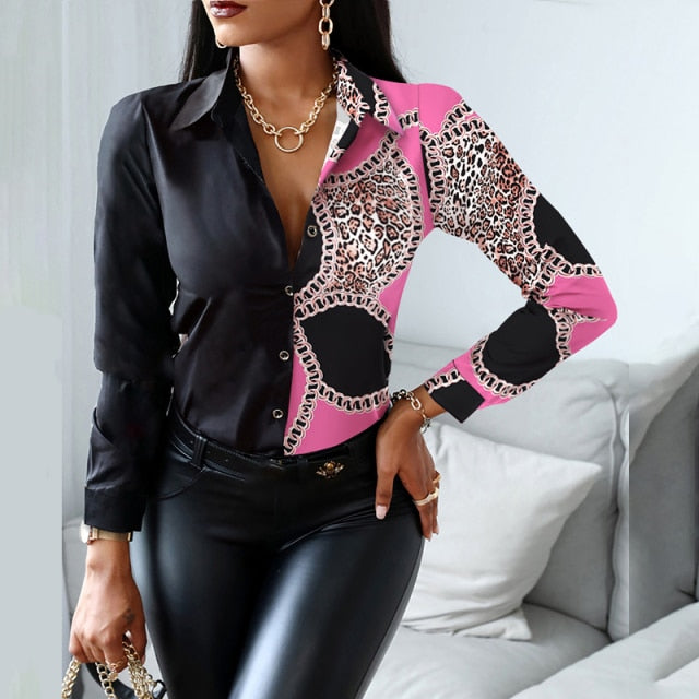 Langarm Bluse mit Umlegekragen