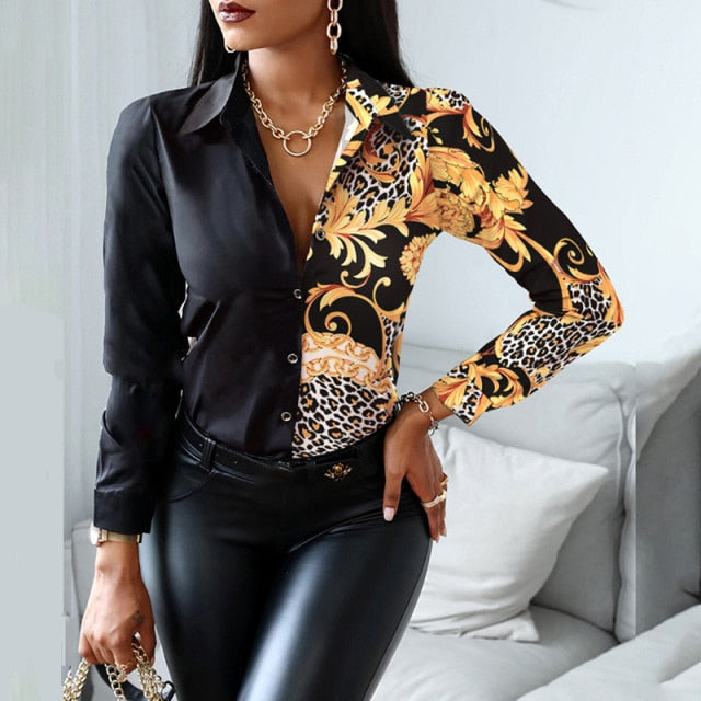 Langarm Bluse mit Umlegekragen