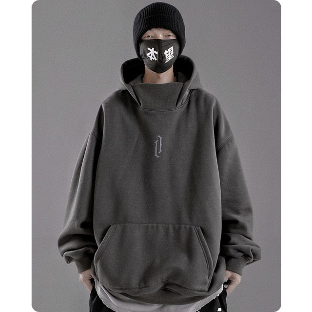 Autumn winter High collar hoodie loose comfortable Men's clothes Harajuku Hiphop streetwear Fleece hooded oversize Sweatshirt